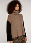Turtleneck Knit Jumper, Brown, large