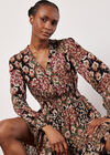 Patchwork Floral Shimmer Mini Dress, Green, large