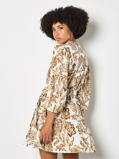 Painterly Sarasa Floral Mini Dress