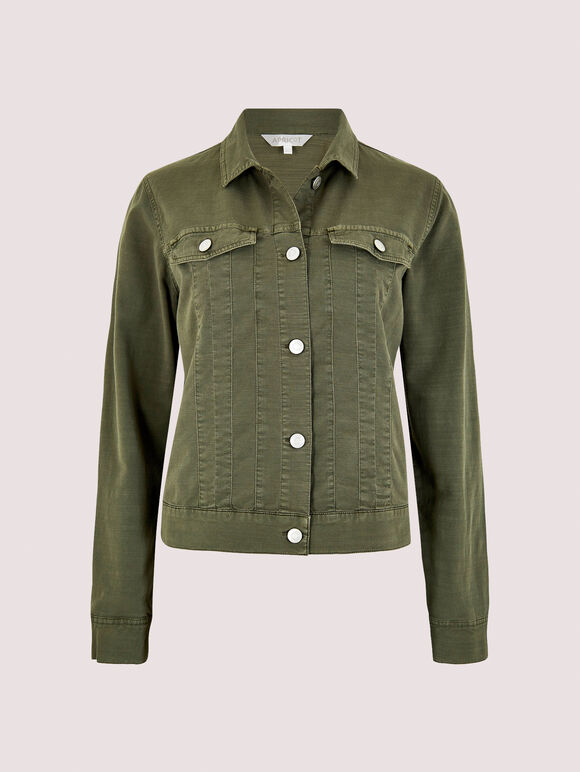 Pocket Denim Jacket, Khaki, large