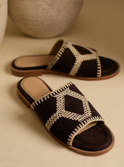 Suede Raffia Sandals