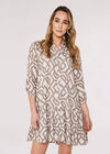 Geometric Print Mini Dress, Stone, large