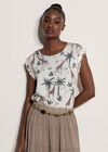 Giraffe Tropical Woven T-Shirt, Green, large