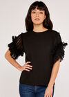 Tulle Sleeve Top, Black, large