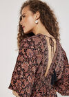 Foil Floral Paisley Satin Maxi Dress, Black, large