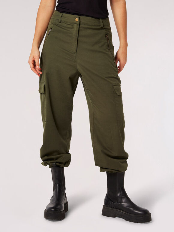 Twill Cargo Trousers, Green, large