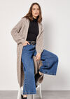 Chunky Cable Knit Longline Cardigan, Stone, large