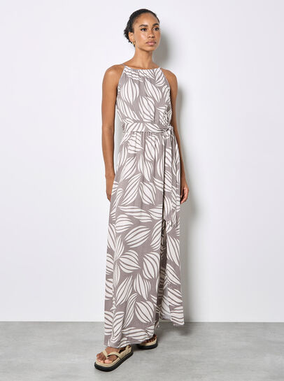 Shell Print High Neck Maxi Dress