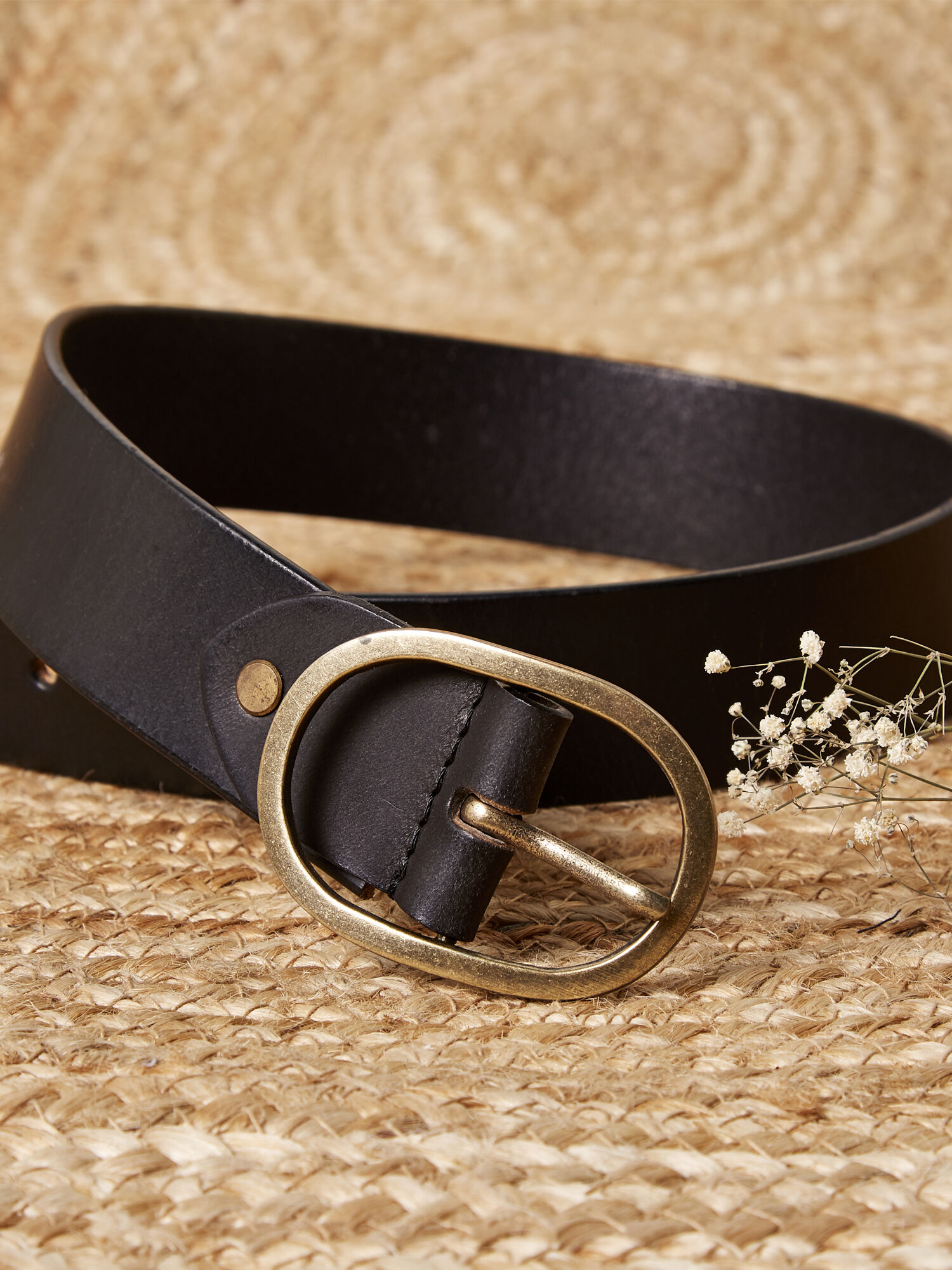 Leather Gold Buckle Belt Apricot Clothing