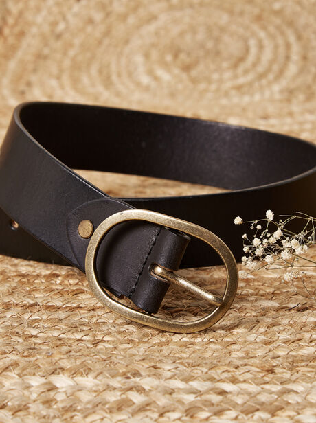 Leather Gold Buckle Belt
