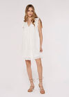 V-Neck Anglaise Mini Dress, White, large