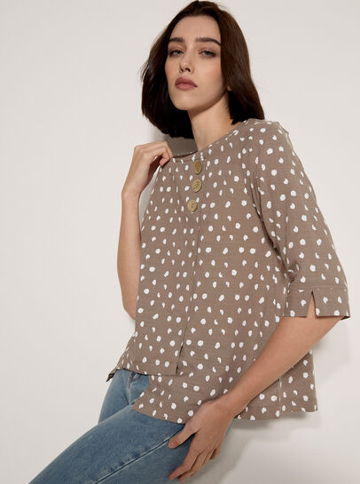 Irregular Spot Asymmetric Wrap Top