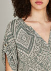 Khaki Dotted Tribal Print High Low Dress, Khaki, large