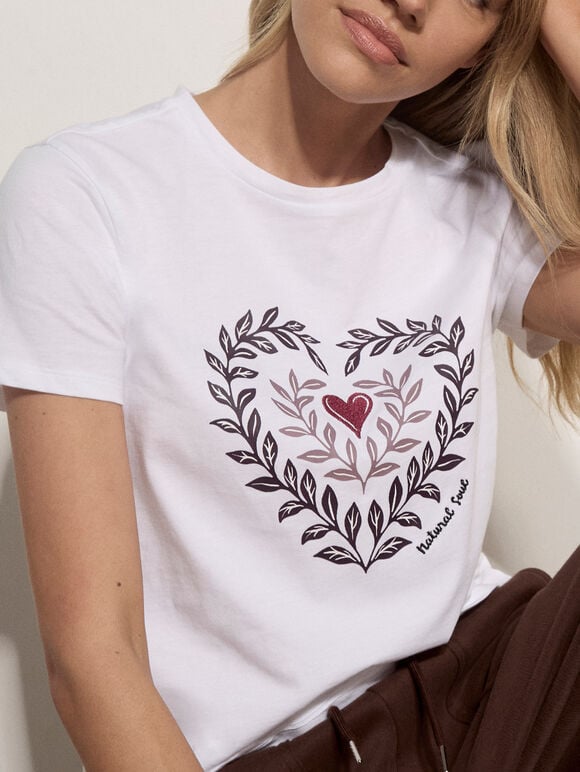 Natural Soul Slogan Cotton T-Shirt, Burgundy, large