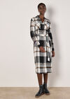 Large Check Shirt Midi Dress, White, large