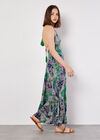 Satin Scarf Print Maxi Dress, Navy, large