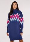 Chevron Jumper Mini Dress, Blue, large