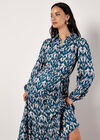 Ikat Tiered Shirt Midi Dress, Teal, large