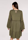 Self Chevron Babydoll Dress, Khaki, large