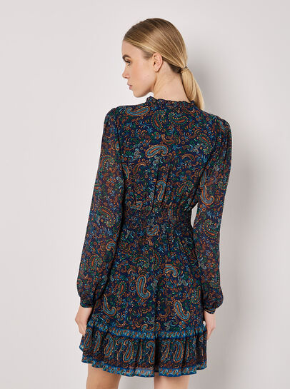 Paisley Ruffle Mini Dress