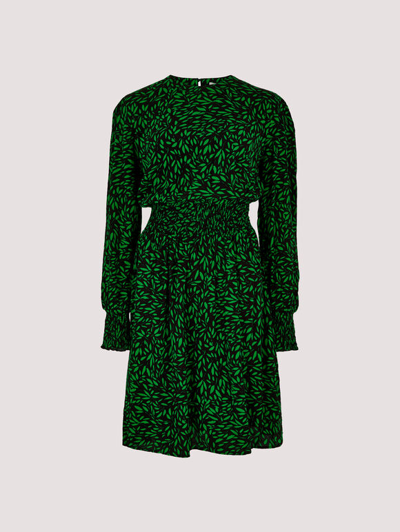 Silhouette Leaf Mini Dress, Black, large