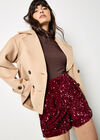 Sequin Velvet Shorts, Burgundy, large