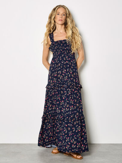 Ditsy Floral Smocked Maxi Dress