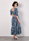 Floral Milkmaid Midaxi Dress, Navy, large