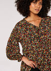 Oversized Ditsy Floral Top, Black, large