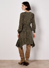 Leopard Hanky Hem Mini Dress, Khaki, large