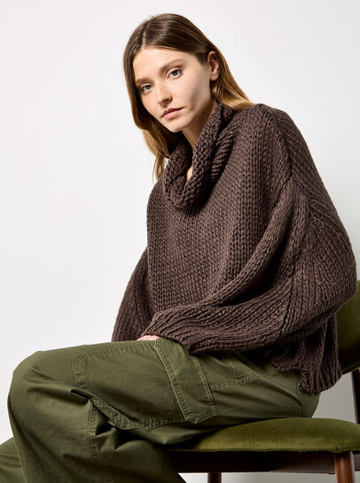 Chunky Knit Roll Neck Oversized Jumper