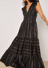 Metallic Embroidered Maxi Dress, Black, large