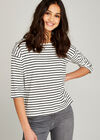 Nautical Stripe Slub Boxy Top, Black, large