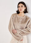 Luxe Faux Fur Cropped Jacket, Grey, large