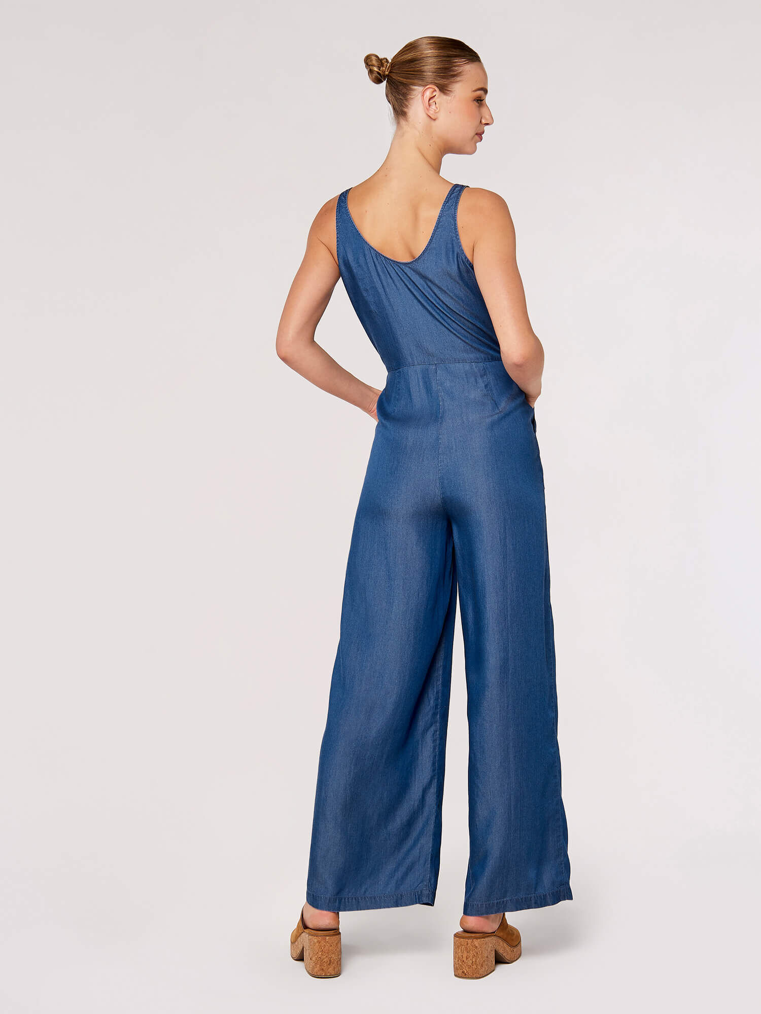 Wide leg sales jeans jumpsuit