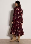 Floral Print Chiffon Midi Dress, Plum, large