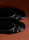 Sequin Embellished Ballerina Shoes, Black, large