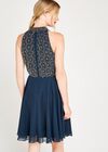 Beaded Halter Neck Swing Dress, Navy, large