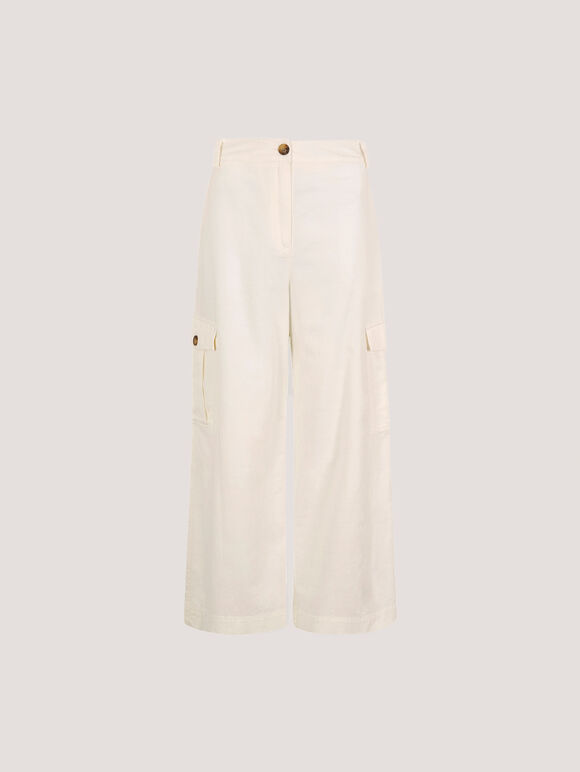 Wide Leg Chino Trousers, Cream, large