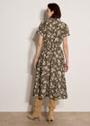 Textured Leaf Shirt Midi Dress, Khaki, large