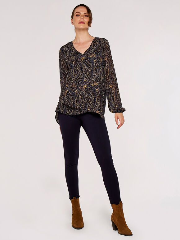 Ornate Paisley Top, Navy, large