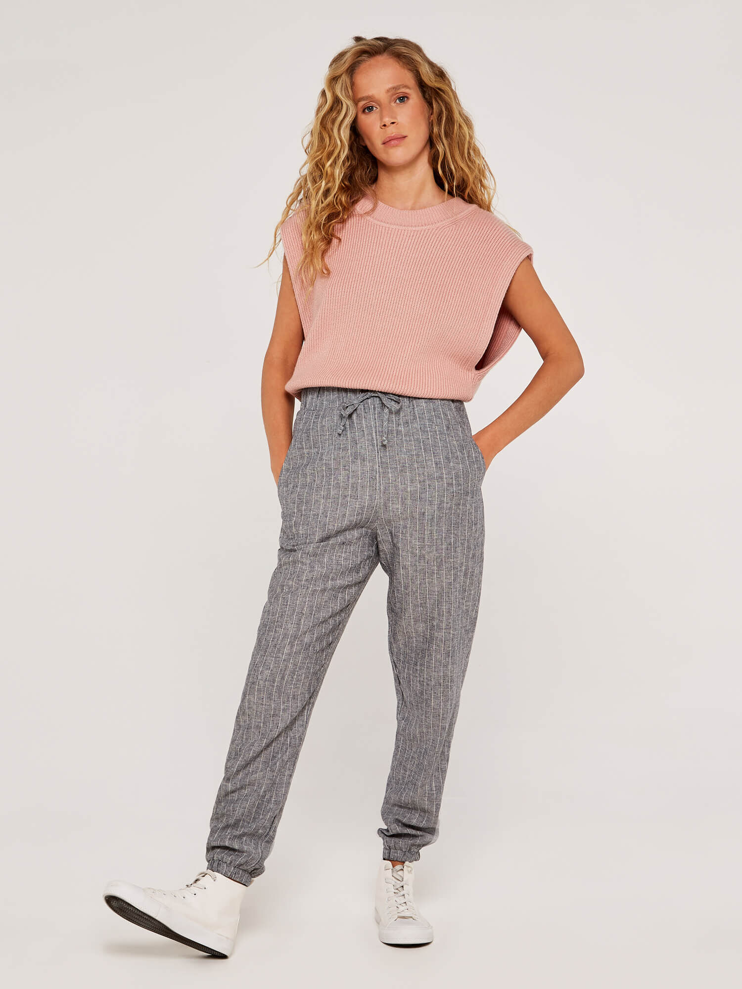 Pinstripe Drawstring Joggers