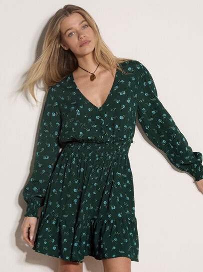Vintage Floral Crepe Mini Dress