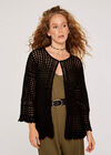 Square Crochet Cardigan, Black, large