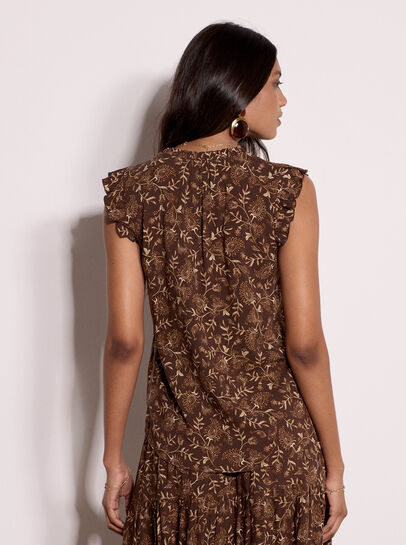 Painterly Paisley Ruffle Top