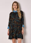 Jersey Knit Paisley Mini Dress, Navy, large
