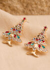 Gold Tone Beaded Christmas Tree Earrings, Assorted, large