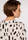 Geometric Print Oversized Blouse, White, large