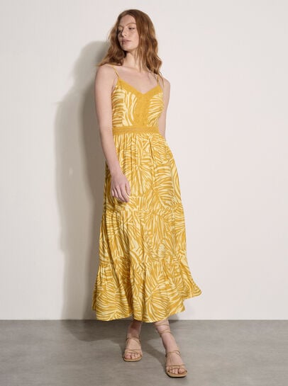 Leaf Crochet Trim Cami Maxi Dress