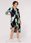 Brushstroke Print Mini Shirt Dress, Blue, large